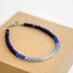 blue ombre minimalist beaded dainty stacking bracelet